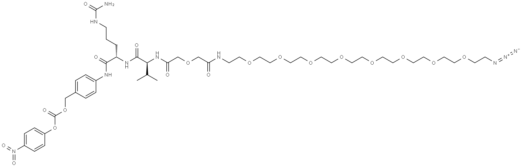 Azido-PEG8-Amido-Val-Cit-PAB-PNP Struktur