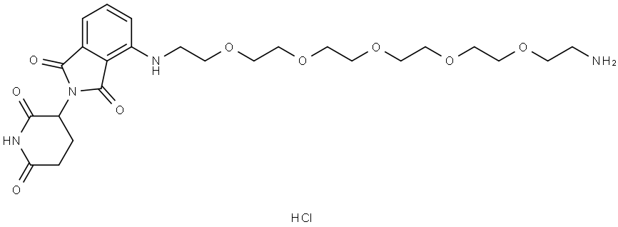 4-((17-amino-3,6,9,12,15-pentaoxaheptadecyl)amino)-2-(2,6-dioxopiperidin-3-yl)isoindoline-1,3-dione hydrochloride Struktur