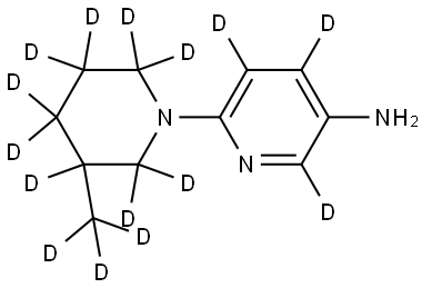 6-(3-(methyl-d3)piperidin-1-yl-2,2,3,4,4,5,5,6,6-d9)pyridin-2,4,5-d3-3-amine Struktur