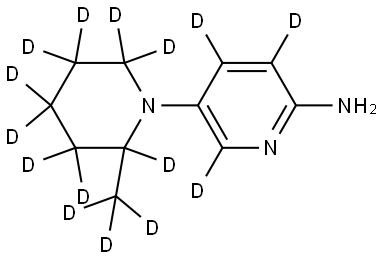 5-(2-(methyl-d3)piperidin-1-yl-2,3,3,4,4,5,5,6,6-d9)pyridin-3,4,6-d3-2-amine Struktur