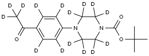 tert-butyl 4-(4-(acetyl-d3)phenyl-2,3,5,6-d4)piperazine-1-carboxylate-2,2,3,3,5,5,6,6-d8 Struktur