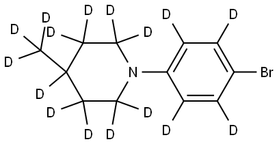 1-(4-bromophenyl-2,3,5,6-d4)-4-(methyl-d3)piperidine-2,2,3,3,4,5,5,6,6-d9 Struktur