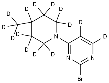 2-bromo-4-(4-(methyl-d3)piperidin-1-yl-2,2,3,3,4,5,5,6,6-d9)pyrimidine-5,6-d2 Struktur