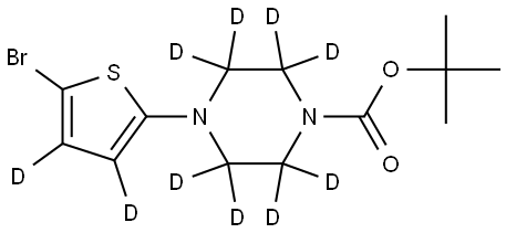 tert-butyl 4-(5-bromothiophen-2-yl-3,4-d2)piperazine-1-carboxylate-2,2,3,3,5,5,6,6-d8 Struktur