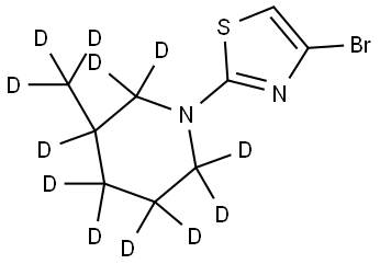 4-bromo-2-(3-(methyl-d3)piperidin-1-yl-2,2,3,4,4,5,5,6,6-d9)thiazole Struktur