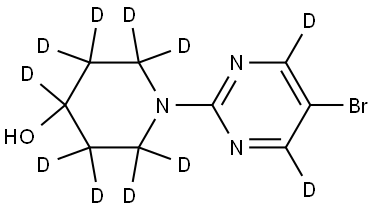 1-(5-bromopyrimidin-2-yl-4,6-d2)piperidin-2,2,3,3,4,5,5,6,6-d9-4-ol Struktur