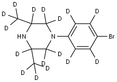 1-(4-bromophenyl-2,3,5,6-d4)-3,5-bis(methyl-d3)piperazine-2,2,3,5,6,6-d6 Struktur