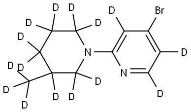 4-bromo-2-(3-(methyl-d3)piperidin-1-yl-2,2,3,4,4,5,5,6,6-d9)pyridine-3,5,6-d3 Struktur