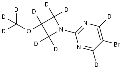 5-bromo-2-(3-(methoxy-d3)azetidin-1-yl-2,2,3,4,4-d5)pyrimidine-4,6-d2 Struktur