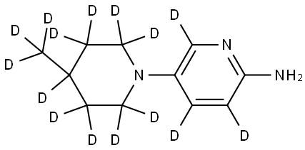 5-(4-(methyl-d3)piperidin-1-yl-2,2,3,3,4,5,5,6,6-d9)pyridin-3,4,6-d3-2-amine Struktur