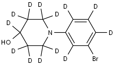 1-(3-bromophenyl-2,4,5,6-d4)piperidin-2,2,3,3,4,5,5,6,6-d9-4-ol Struktur