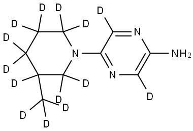 5-(3-(methyl-d3)piperidin-1-yl-2,2,3,4,4,5,5,6,6-d9)pyrazin-3,6-d2-2-amine Struktur