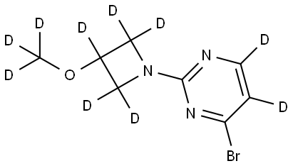 4-bromo-2-(3-(methoxy-d3)azetidin-1-yl-2,2,3,4,4-d5)pyrimidine-5,6-d2 Struktur