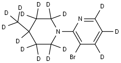 3-bromo-2-(4-(methyl-d3)piperidin-1-yl-2,2,3,3,4,5,5,6,6-d9)pyridine-4,5,6-d3 Struktur