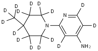 2-(4-(methyl-d3)piperidin-1-yl-2,2,3,3,4,5,5,6,6-d9)pyridin-3,5,6-d3-4-amine Struktur