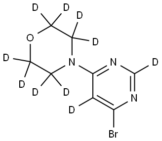 4-(6-bromopyrimidin-4-yl-2,5-d2)morpholine-2,2,3,3,5,5,6,6-d8 Struktur