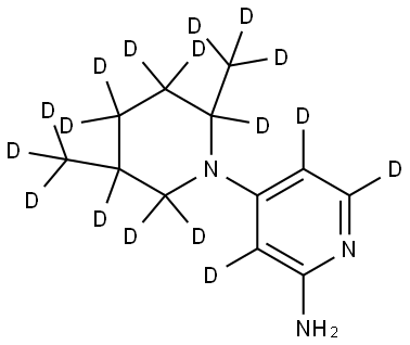 4-(2,5-bis(methyl-d3)piperidin-1-yl-2,3,3,4,4,5,6,6-d8)pyridin-3,5,6-d3-2-amine Struktur