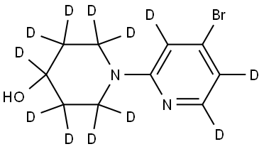 1-(4-bromopyridin-2-yl-3,5,6-d3)piperidin-2,2,3,3,4,5,5,6,6-d9-4-ol Struktur