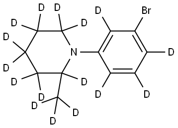 1-(3-bromophenyl-2,4,5,6-d4)-2-(methyl-d3)piperidine-2,3,3,4,4,5,5,6,6-d9 Struktur