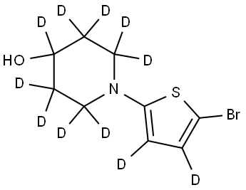 1-(5-bromothiophen-2-yl-3,4-d2)piperidin-2,2,3,3,4,5,5,6,6-d9-4-ol Struktur