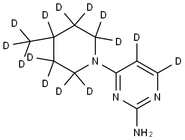 4-(4-(methyl-d3)piperidin-1-yl-2,2,3,3,4,5,5,6,6-d9)pyrimidin-5,6-d2-2-amine Struktur