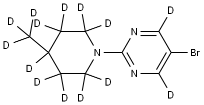 5-bromo-2-(4-(methyl-d3)piperidin-1-yl-2,2,3,3,4,5,5,6,6-d9)pyrimidine-4,6-d2 Struktur