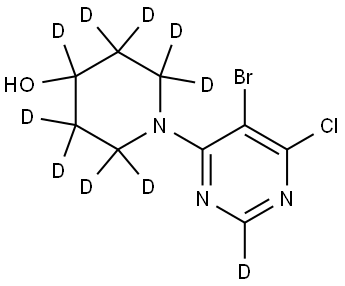 1-(5-bromo-6-chloropyrimidin-4-yl-2-d)piperidin-2,2,3,3,4,5,5,6,6-d9-4-ol Struktur