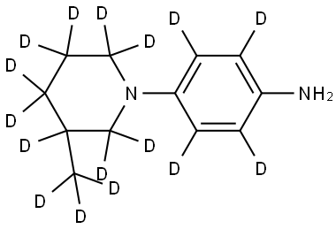 4-(3-(methyl-d3)piperidin-1-yl-2,2,3,4,4,5,5,6,6-d9)benzen-2,3,5,6-d4-amine Struktur