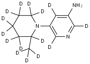 5-(2-(methyl-d3)piperidin-1-yl-2,3,3,4,4,5,5,6,6-d9)pyridin-2,4,6-d3-3-amine Struktur