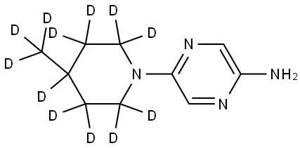 5-(4-(methyl-d3)piperidin-1-yl-2,2,3,3,4,5,5,6,6-d9)pyrazin-2-amine Struktur