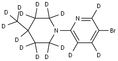 5-bromo-2-(4-(methyl-d3)piperidin-1-yl-2,2,3,3,4,5,5,6,6-d9)pyridine-3,4,6-d3 Struktur