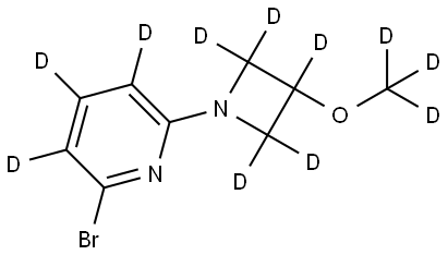 2-bromo-6-(3-(methoxy-d3)azetidin-1-yl-2,2,3,4,4-d5)pyridine-3,4,5-d3 Struktur