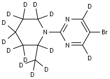 5-bromo-2-(2-(methyl-d3)piperidin-1-yl-2,3,3,4,4,5,5,6,6-d9)pyrimidine-4,6-d2 Struktur