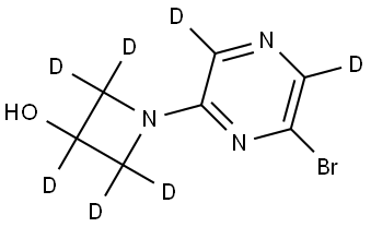 1-(6-bromopyrazin-2-yl-3,5-d2)azetidin-2,2,3,4,4-d5-3-ol Struktur