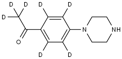 1-(4-(piperazin-1-yl)phenyl-2,3,5,6-d4)ethan-1-one-2,2,2-d3 Struktur