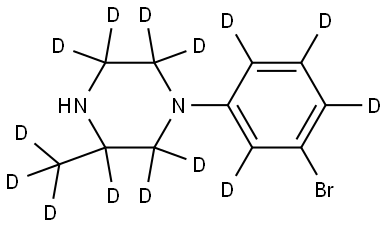 1-(3-bromophenyl-2,4,5,6-d4)-3-(methyl-d3)piperazine-2,2,3,5,5,6,6-d7 Struktur