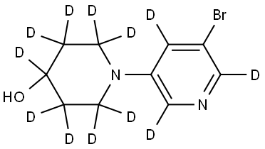 1-(5-bromopyridin-3-yl-2,4,6-d3)piperidin-2,2,3,3,4,5,5,6,6-d9-4-ol Struktur