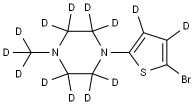 1-(5-bromothiophen-2-yl-3,4-d2)-4-(methyl-d3)piperazine-2,2,3,3,5,5,6,6-d8 Struktur