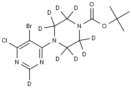 tert-butyl 4-(5-bromo-6-chloropyrimidin-4-yl-2-d)piperazine-1-carboxylate-2,2,3,3,5,5,6,6-d8 Struktur