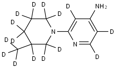 2-(3-(methyl-d3)piperidin-1-yl-2,2,3,4,4,5,5,6,6-d9)pyridin-3,5,6-d3-4-amine Struktur