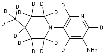 5-(4-(methyl-d3)piperidin-1-yl-2,2,3,3,4,5,5,6,6-d9)pyridin-2,4,6-d3-3-amine Struktur