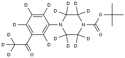 tert-butyl 4-(3-(acetyl-d3)phenyl-2,4,5,6-d4)piperazine-1-carboxylate-2,2,3,3,5,5,6,6-d8 Struktur