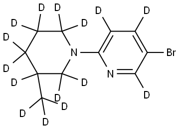 5-bromo-2-(3-(methyl-d3)piperidin-1-yl-2,2,3,4,4,5,5,6,6-d9)pyridine-3,4,6-d3 Struktur