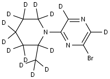 2-bromo-6-(2-(methyl-d3)piperidin-1-yl-2,3,3,4,4,5,5,6,6-d9)pyrazine-3,5-d2 Struktur