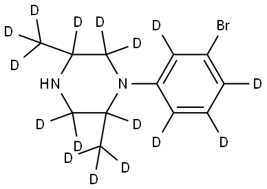 1-(3-bromophenyl-2,4,5,6-d4)-2,5-bis(methyl-d3)piperazine-2,3,3,5,6,6-d6 Struktur