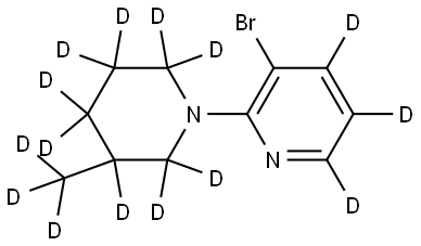 3-bromo-2-(3-(methyl-d3)piperidin-1-yl-2,2,3,4,4,5,5,6,6-d9)pyridine-4,5,6-d3 Struktur