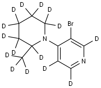 3-bromo-4-(2-(methyl-d3)piperidin-1-yl-2,3,3,4,4,5,5,6,6-d9)pyridine-2,5,6-d3 Struktur