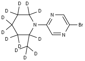 2-bromo-5-(2-(methyl-d3)piperidin-1-yl-2,3,3,4,4,5,5,6,6-d9)pyrazine Struktur