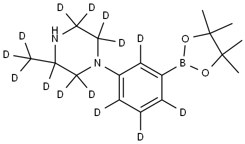 3-(methyl-d3)-1-(3-(4,4,5,5-tetramethyl-1,3,2-dioxaborolan-2-yl)phenyl-2,4,5,6-d4)piperazine-2,2,3,5,5,6,6-d7 Struktur