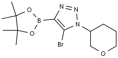 5-bromo-1-(tetrahydro-2H-pyran-3-yl)-4-(4,4,5,5-tetramethyl-1,3,2-dioxaborolan-2-yl)-1H-1,2,3-triazole Struktur